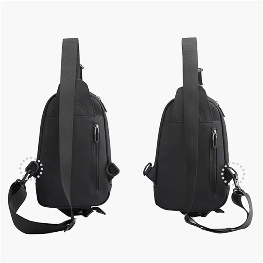 HAOSHUAI 1100-25# Water-repellent Nylon Chest Bag Men's Sling Bag for Sport, Travel and Work - Black - 6