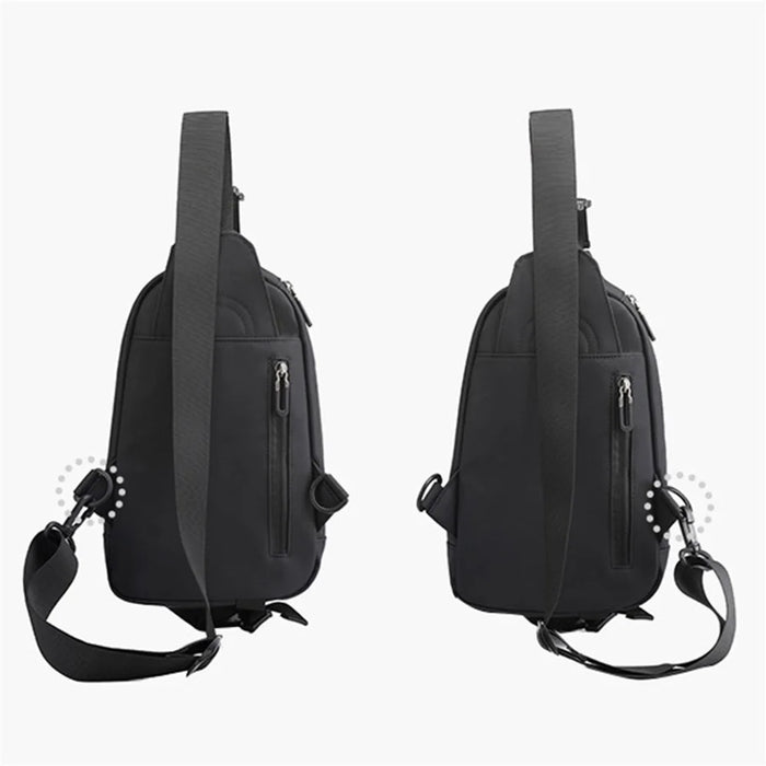 HAOSHUAI 1100-25# Water-repellent Nylon Chest Bag Men's Sling Bag for Sport, Travel and Work - Black - 6