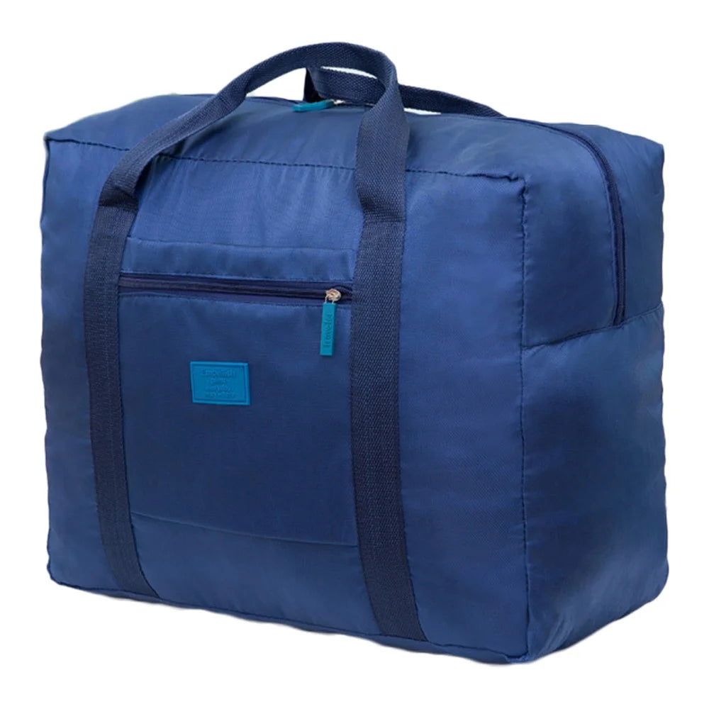 Foldable Travel Bag Water Resistant Nylon Large Luggage Organizer Storage Bag Travel Duffel Bag - Navy Blue - 1