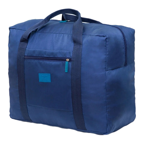 Foldable Travel Bag Water Resistant Nylon Large Luggage Organizer Storage Bag Travel Duffel Bag - Navy Blue - 1