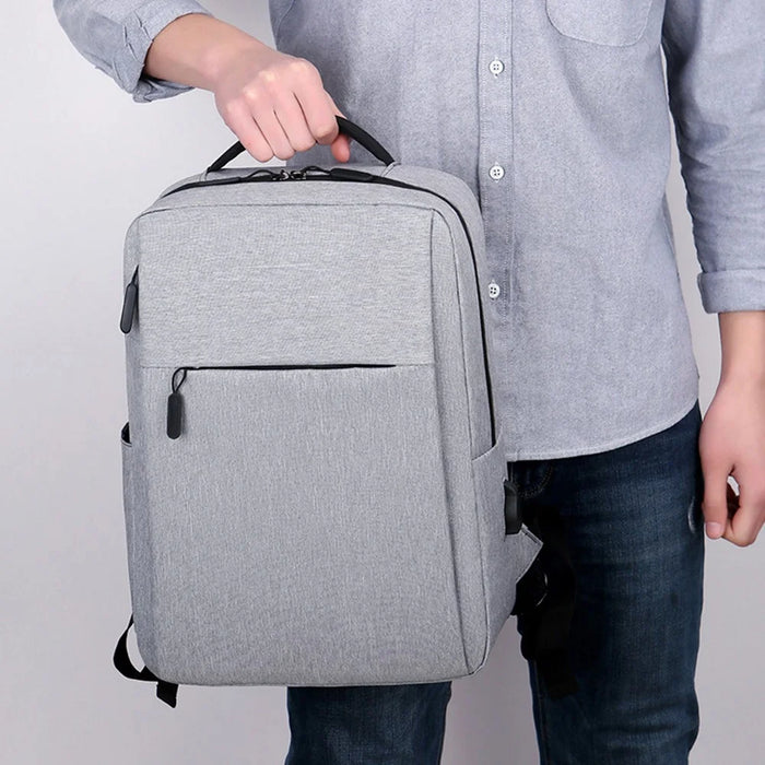 Casual Nylon Oxford Cloth Backpack Waterproof Laptop Dual Shoulders Bag with USB Port - Grey - 3