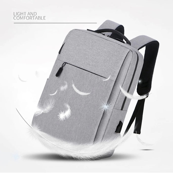 Casual Nylon Oxford Cloth Backpack Waterproof Laptop Dual Shoulders Bag with USB Port - Grey - 4
