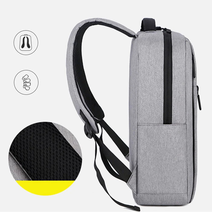 Casual Nylon Oxford Cloth Backpack Waterproof Laptop Dual Shoulders Bag with USB Port - Grey - 6