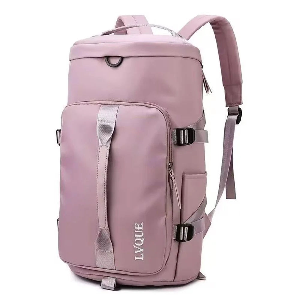 Waterproof Nylon Oxford Cloth Backpack Outdoor Travel Luggage Holdall Shoulder Bag - Sakura Pink - 1