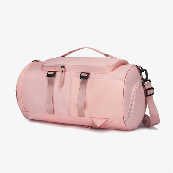 Waterproof Nylon Oxford Cloth Backpack Outdoor Travel Luggage Holdall Shoulder Bag - Sakura Pink - 7