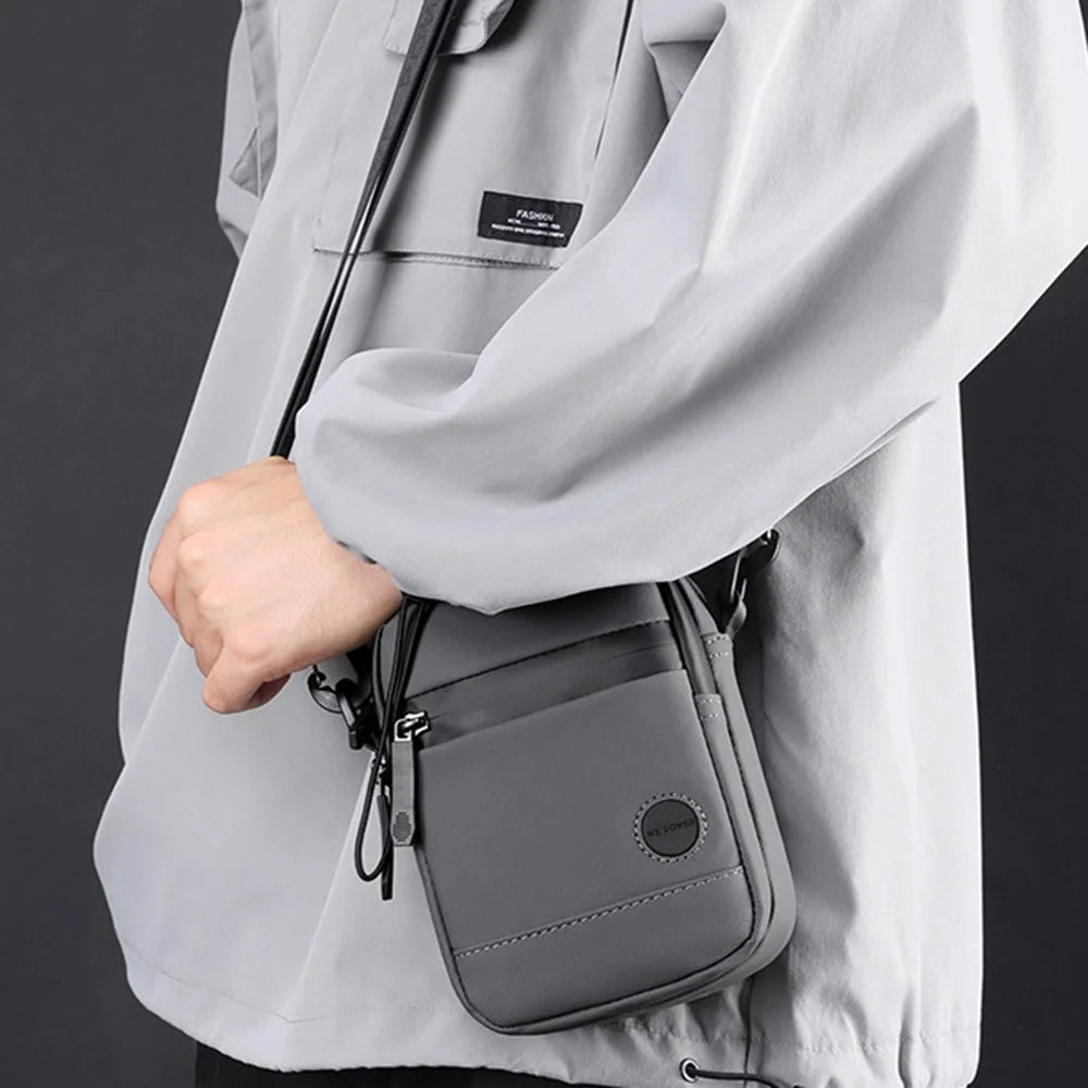 WEPOWER 1237# Casual Mini Men Crossbody Bag Multifunctional Nylon Chest Bag Phone Pouch - Black - 2