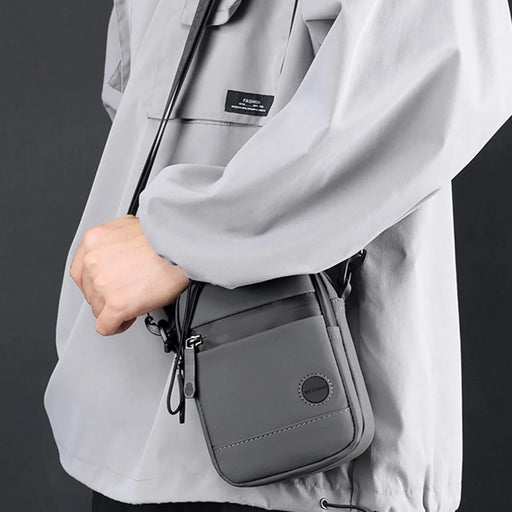 WEPOWER 1237# Casual Mini Men Crossbody Bag Multifunctional Nylon Chest Bag Phone Pouch - Black - 2
