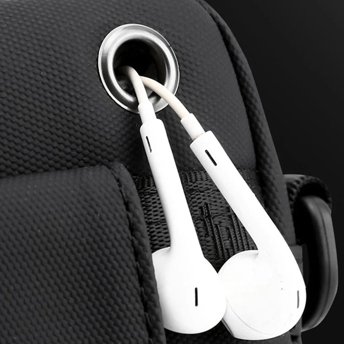 WEPOWER 1237# Casual Mini Men Crossbody Bag Multifunctional Nylon Chest Bag Phone Pouch - Black - 5