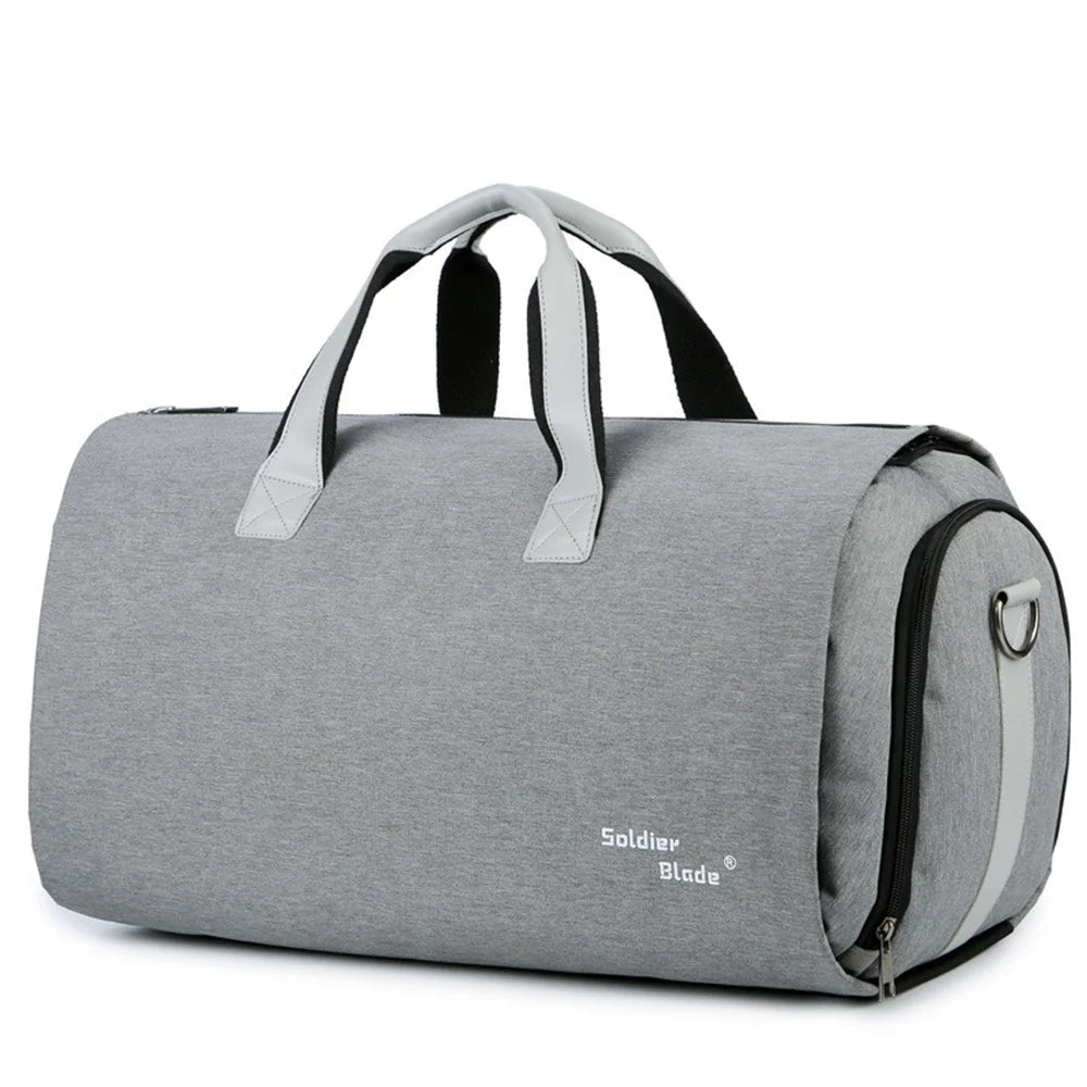 SOLDIER BLADE 8819 Men Suit Shoes Clothes Storage Bag Polyester Travel Luggage Tote Crossbody Bag - Light Grey - 1