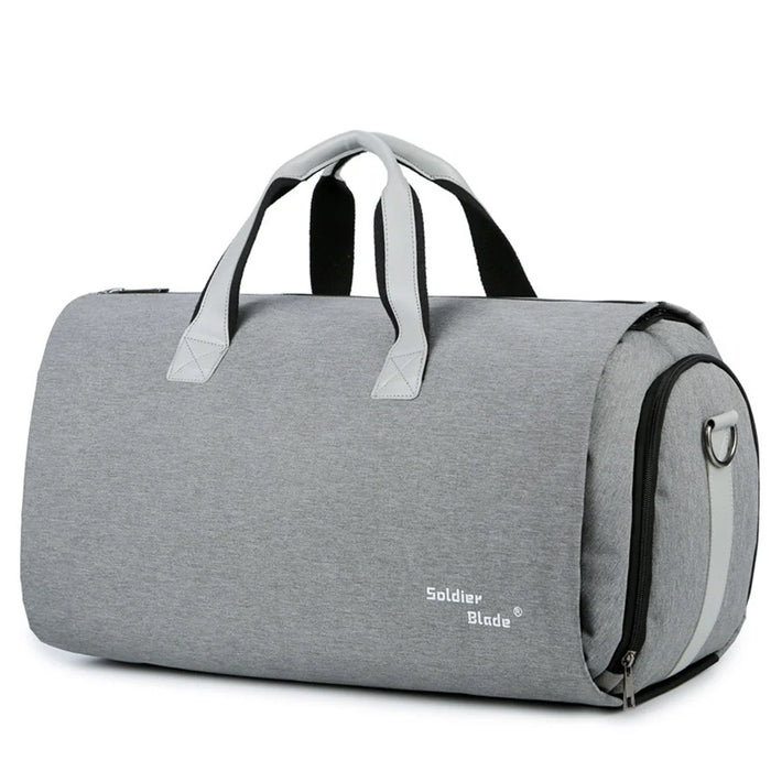 SOLDIER BLADE 8819 Men Suit Shoes Clothes Storage Bag Polyester Travel Luggage Tote Crossbody Bag - Light Grey - 1