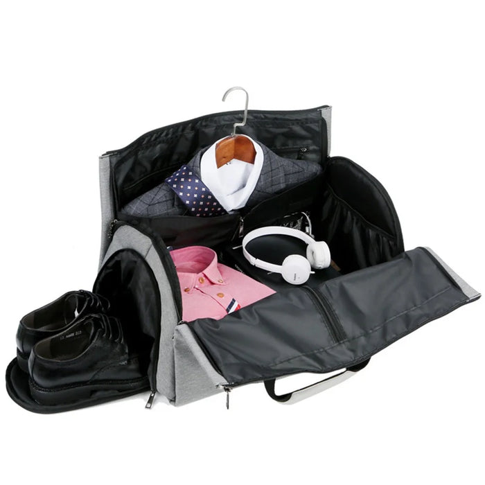 SOLDIER BLADE 8819 Men Suit Shoes Clothes Storage Bag Polyester Travel Luggage Tote Crossbody Bag - Light Grey - 4