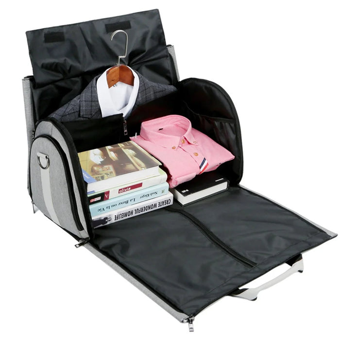 SOLDIER BLADE 8819 Men Suit Shoes Clothes Storage Bag Polyester Travel Luggage Tote Crossbody Bag - Light Grey - 5