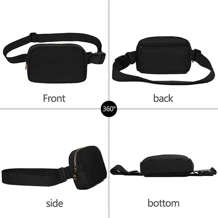 Stylish Men Women Nylon Waterproof Chest Waist Bag Sport Casual Crossbody Bag - Black - 2