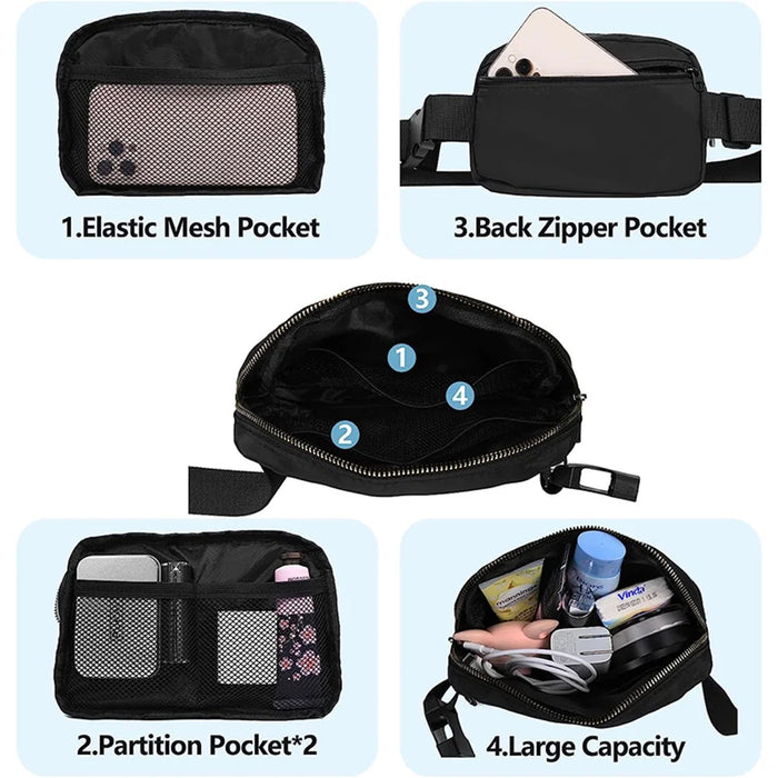 Stylish Men Women Nylon Waterproof Chest Waist Bag Sport Casual Crossbody Bag - Black - 3