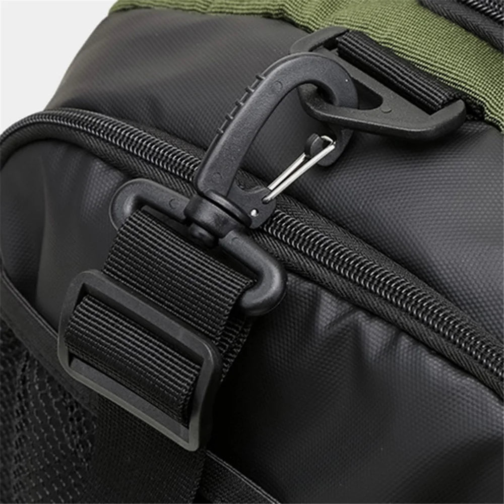 CF2902 Polyester Sports Gym Bag Large Capacity Travel Luggage Duffel Bag with Shoes Compartment - Khaki - 7