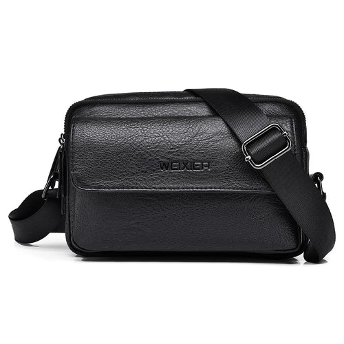 WEIXIER D274 Retro Casual Men Single Shoulder Messenger Bag PU Leather Anti-splash Crossbody Bag - 1
