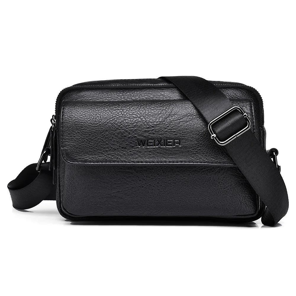 WEIXIER D274 Retro Casual Men Single Shoulder Messenger Bag PU Leather Anti-splash Crossbody Bag - 1