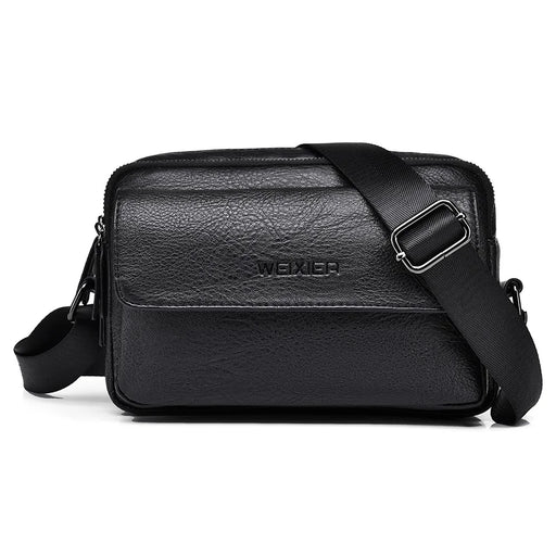 WEIXIER D274 Retro Casual Men Single Shoulder Messenger Bag PU Leather Anti-splash Crossbody Bag - 1