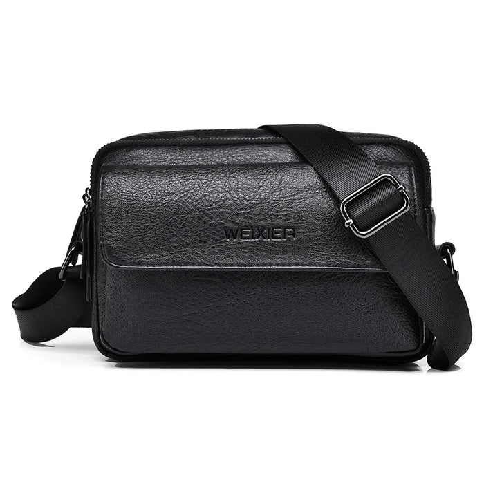 WEIXIER D274 Retro Casual Men Single Shoulder Messenger Bag PU Leather Anti-splash Crossbody Bag - 1