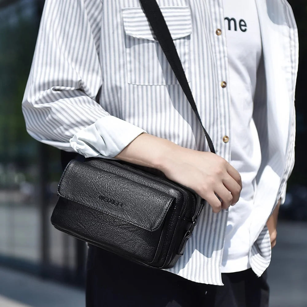 WEIXIER D274 Retro Casual Men Single Shoulder Messenger Bag PU Leather Anti-splash Crossbody Bag - 6