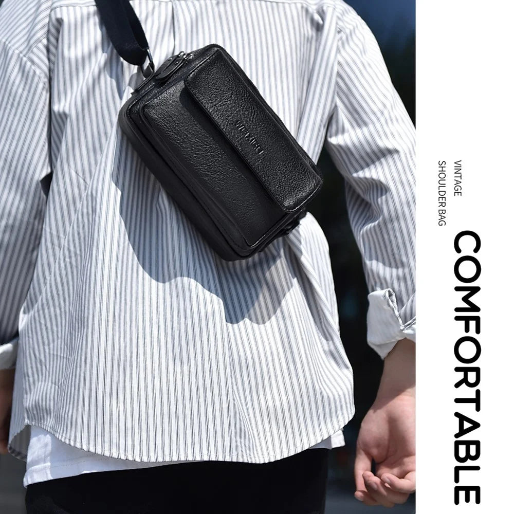 WEIXIER D274 Retro Casual Men Single Shoulder Messenger Bag PU Leather Anti-splash Crossbody Bag - 7