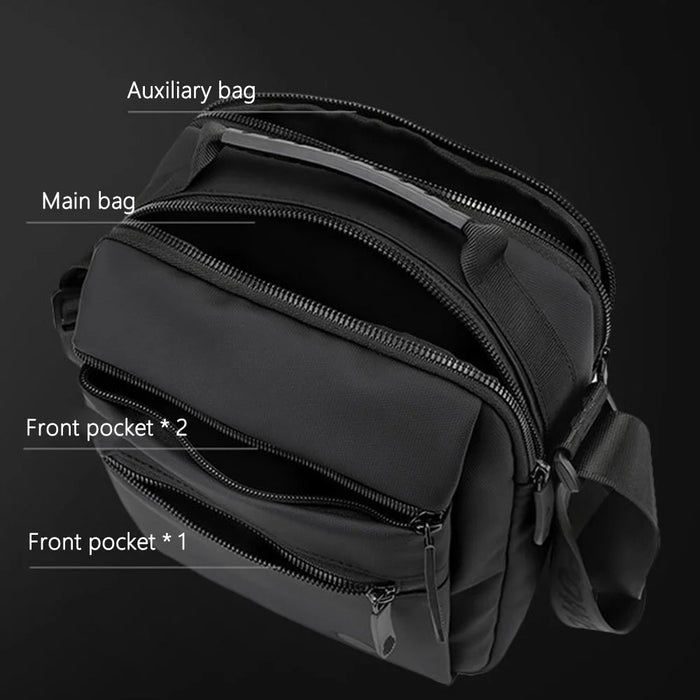 WEPOWER 1244 Multiple Pockets Shoulder Bag Men Crossbody Bag Nylon Messenger Bag with Tote Handle - Black - 3