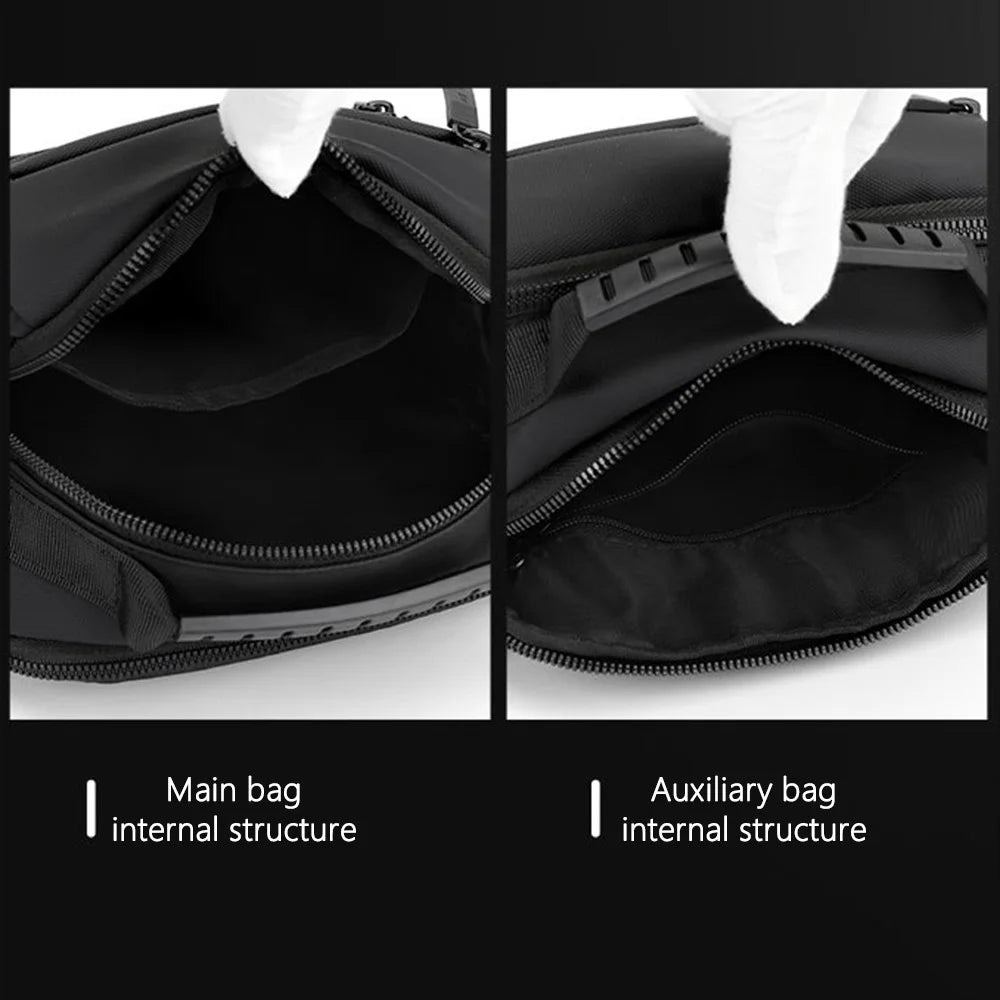WEPOWER 1244 Multiple Pockets Shoulder Bag Men Crossbody Bag Nylon Messenger Bag with Tote Handle - Black - 4