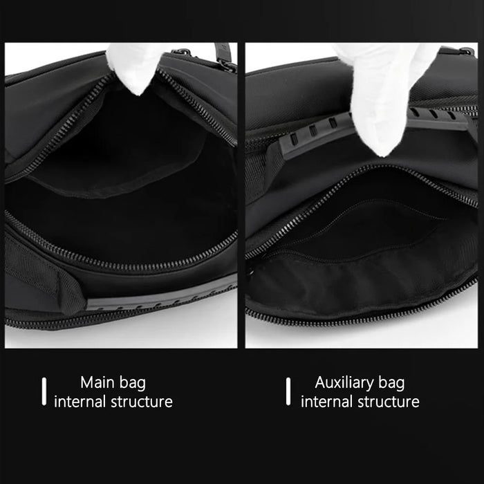 WEPOWER 1244 Multiple Pockets Shoulder Bag Men Crossbody Bag Nylon Messenger Bag with Tote Handle - Black - 4