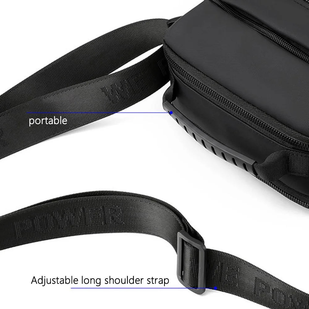 WEPOWER 1244 Multiple Pockets Shoulder Bag Men Crossbody Bag Nylon Messenger Bag with Tote Handle - Black - 6