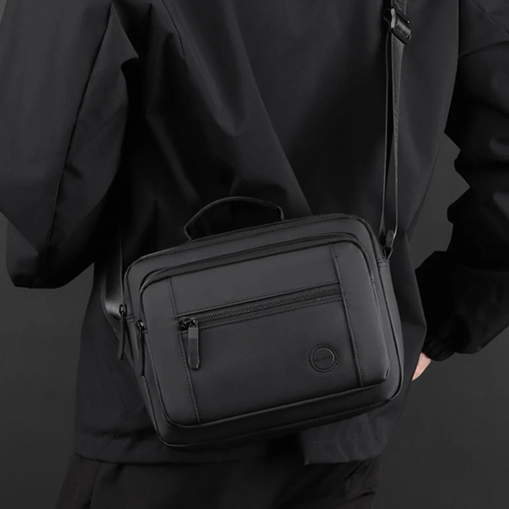 WEPOWER 1252 Men Crossbody Bag Multi Pocket Messenger Bag Waterproof Nylon Shoulder Bag - Black - 2