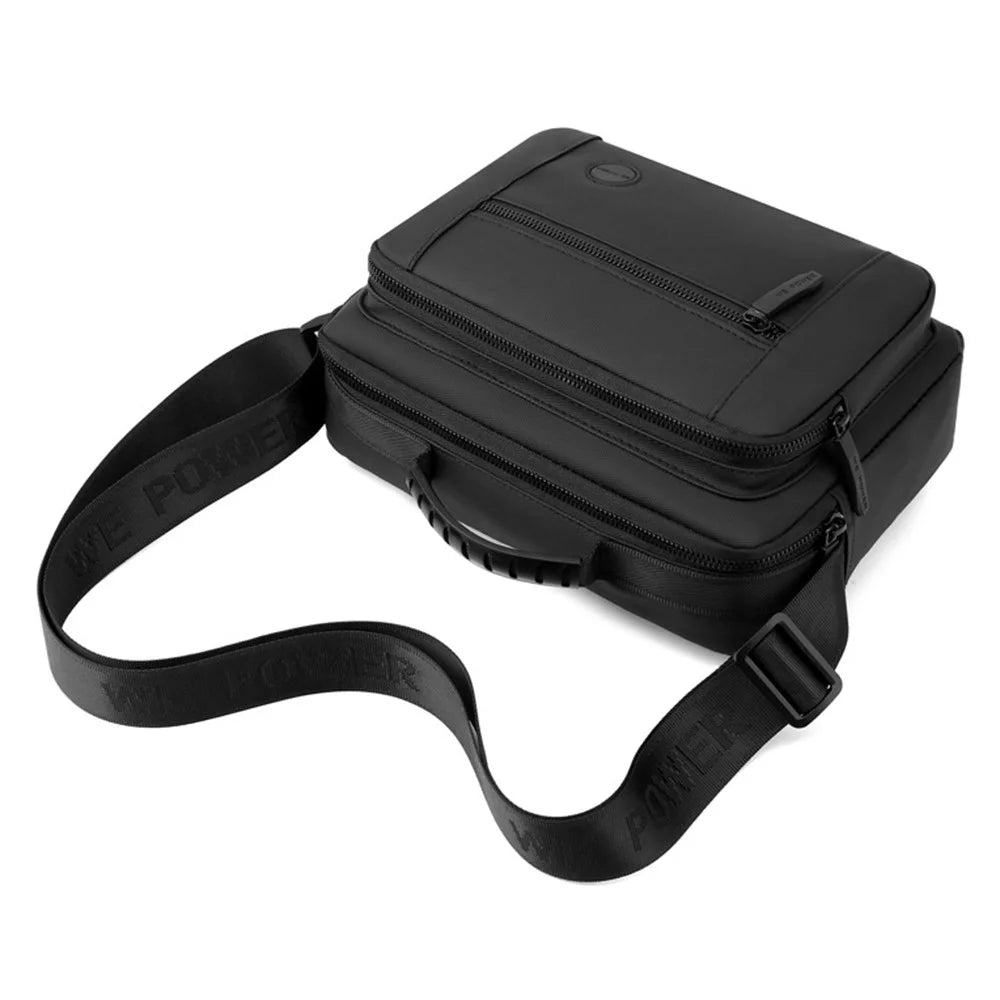 WEPOWER 1252 Men Crossbody Bag Multi Pocket Messenger Bag Waterproof Nylon Shoulder Bag - Black - 4