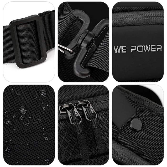 WEPOWER 2116# Size L Crossbody Bag Waterproof Nylon Men Sling Shoulder Bag Handbag - Black - 7
