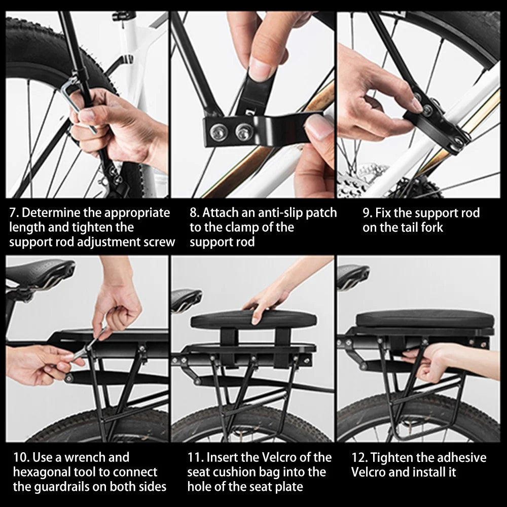 ROCKBROS Cycling Bicycle Luggage Carrier Aluminum Alloy Shelf MTB Bike Seatpost Bag with Mudguard - Standard Shelf - 7