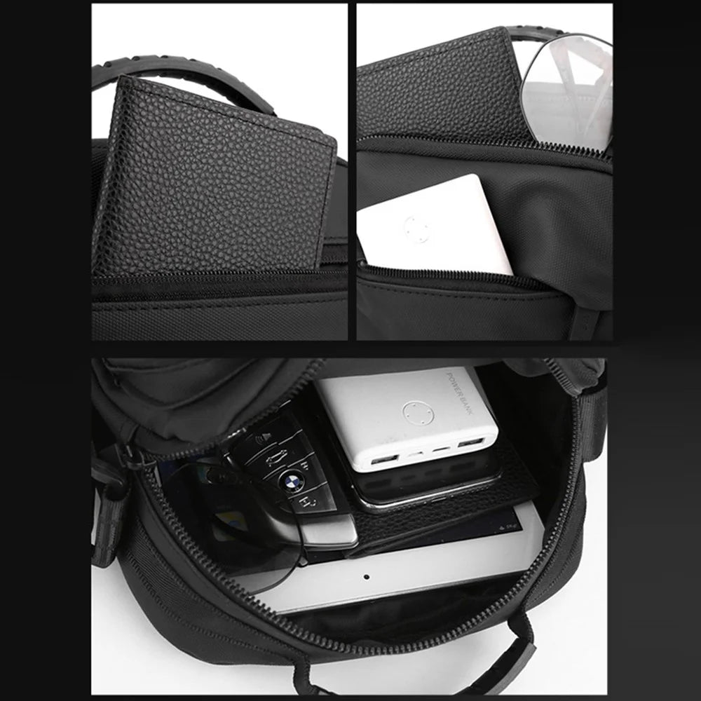 WEPOWER 1251# Oxford Cloth Shoulder Bag Water Repellent Men Crossbody Messenger Bag, Size L - Black - 5