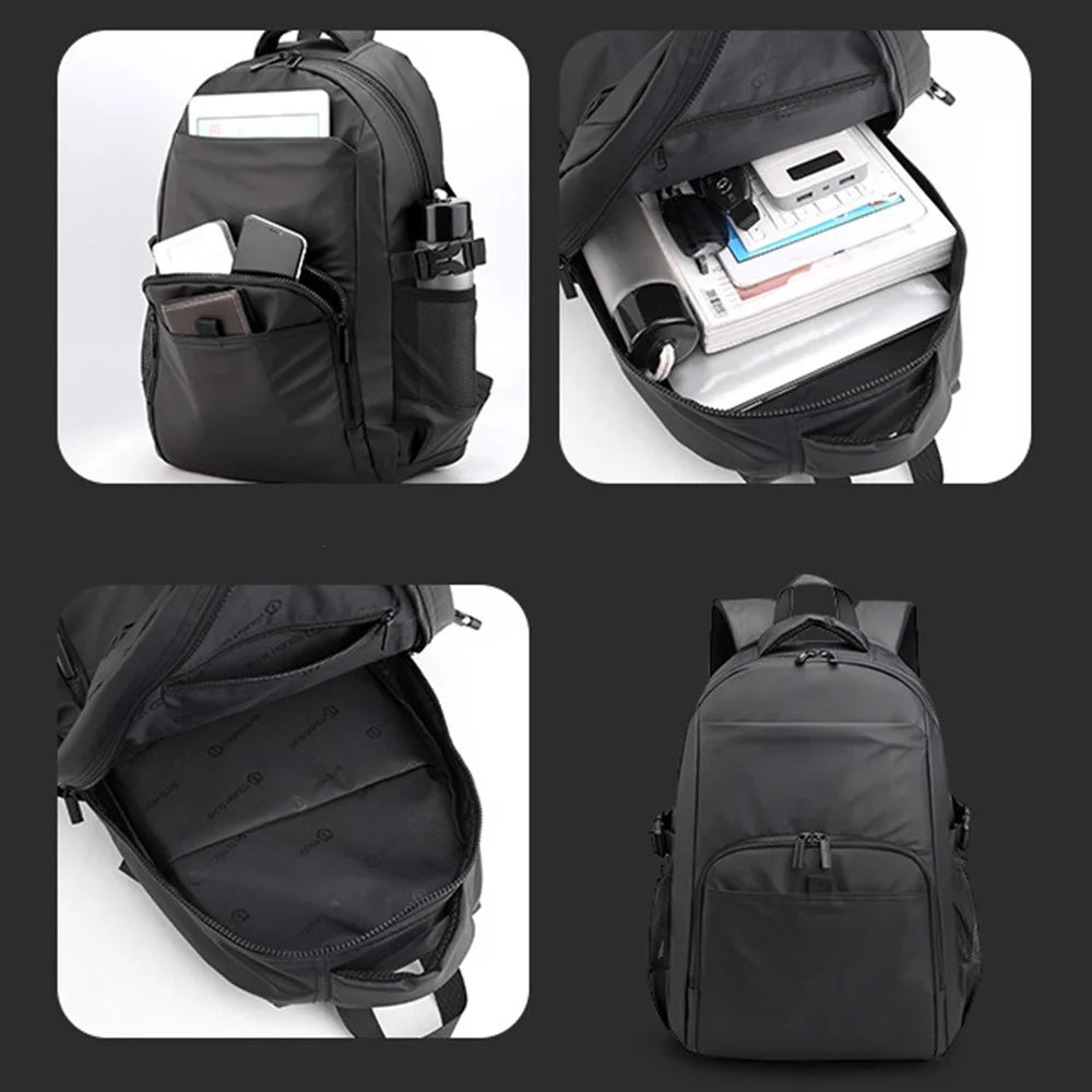 WEPOWER 3403# Waterproof Nylon Backpack Men Shoulder Bag for 15.6-inch Laptop - Black - 4