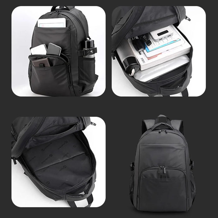 WEPOWER 3403# Waterproof Nylon Backpack Men Shoulder Bag for 15.6-inch Laptop - Black - 4