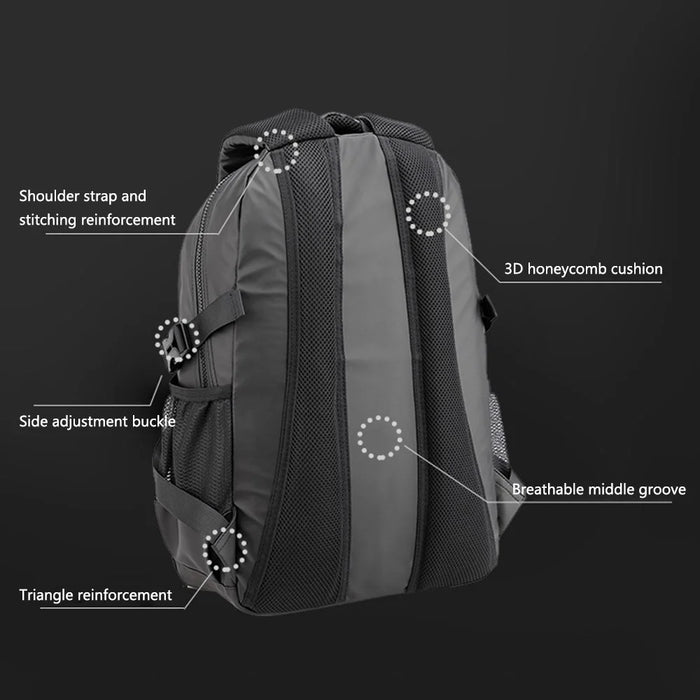 WEPOWER 3403# Waterproof Nylon Backpack Men Shoulder Bag for 15.6-inch Laptop - Black - 5