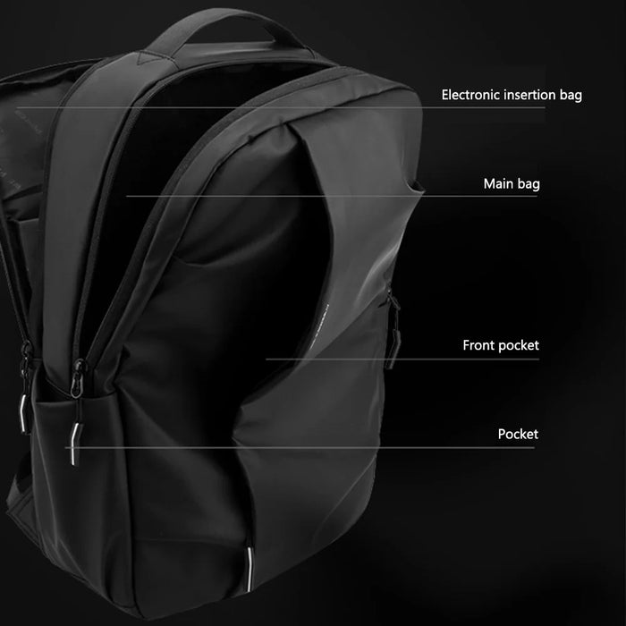 WEPOWER 3413# Men Laptop Rucksack Waterproof Nylon Backpack Travel Daypack for School Work - Black - 4