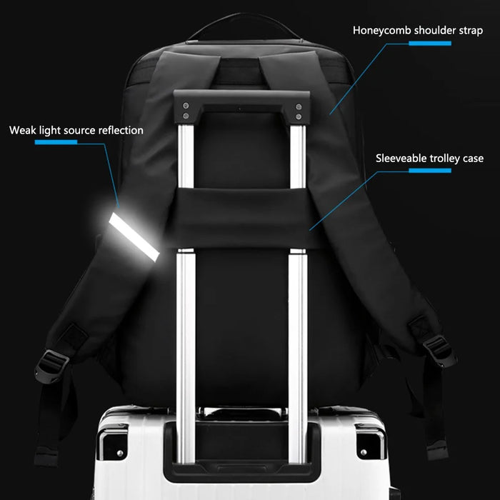 WEPOWER 3413# Men Laptop Rucksack Waterproof Nylon Backpack Travel Daypack for School Work - Black - 6