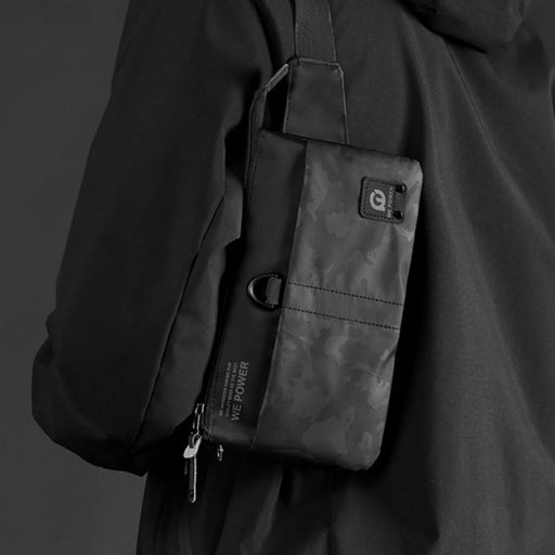 WEPOWER 1785 Nylon Cloth Waist Pack Men's Chest Bag Waterproof Shoulder Bag Daypack - Black - 2