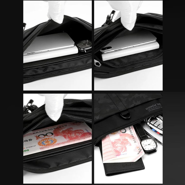 WEPOWER 1785 Nylon Cloth Waist Pack Men's Chest Bag Waterproof Shoulder Bag Daypack - Black - 5