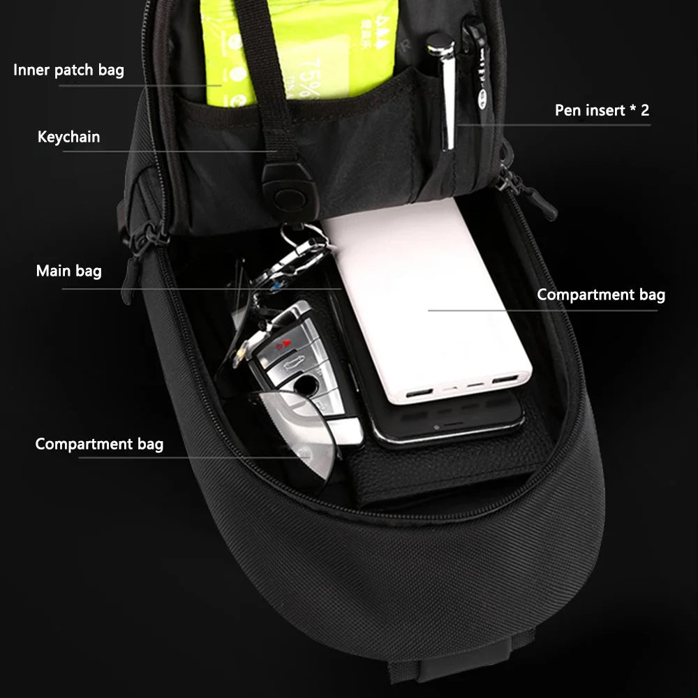 WEPOWER 2124 Nylon Cloth Waist Pack Chest Bag Shoulder Bag Men's Travel Bag - Black - 4