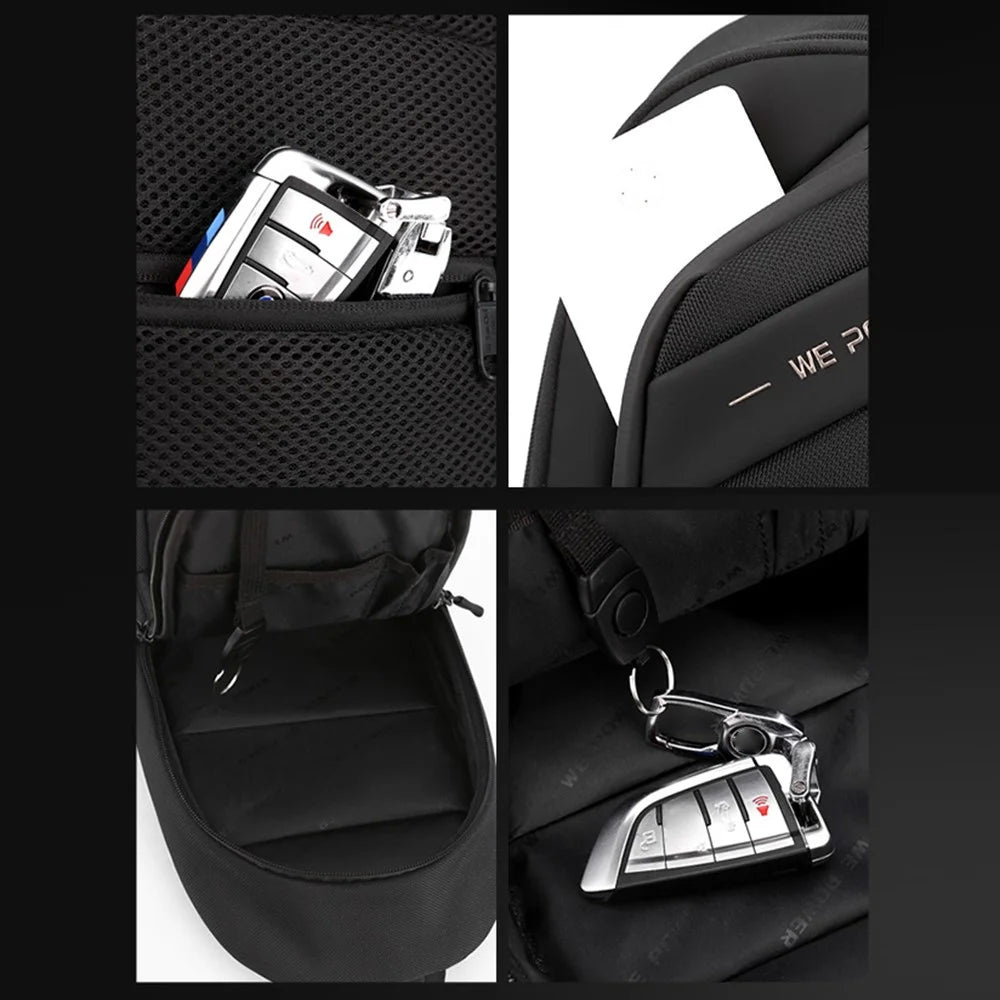 WEPOWER 2124 Nylon Cloth Waist Pack Chest Bag Shoulder Bag Men's Travel Bag - Black - 5
