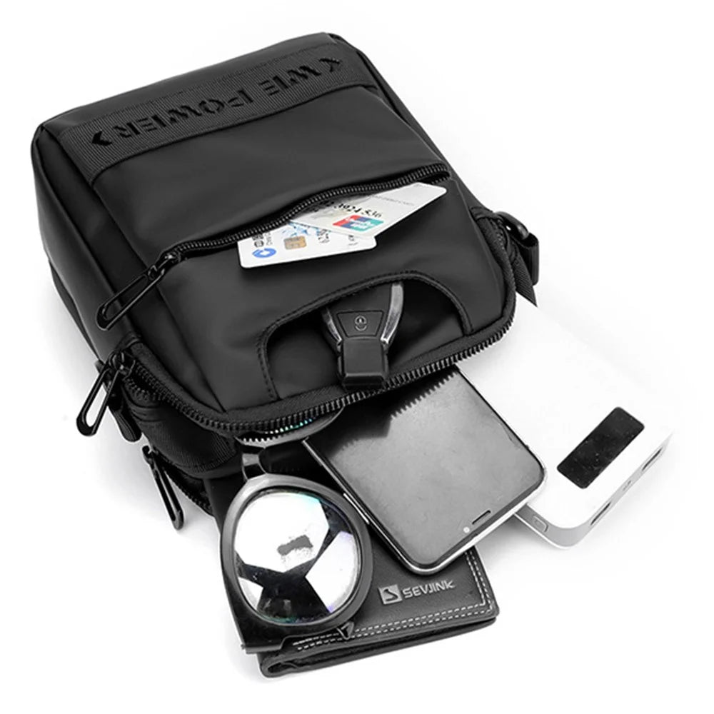 WEPOWER 1100-48 Waist Pack Men Messenger Bag Waterproof Crossbody Shoulder Bag - Black - 3