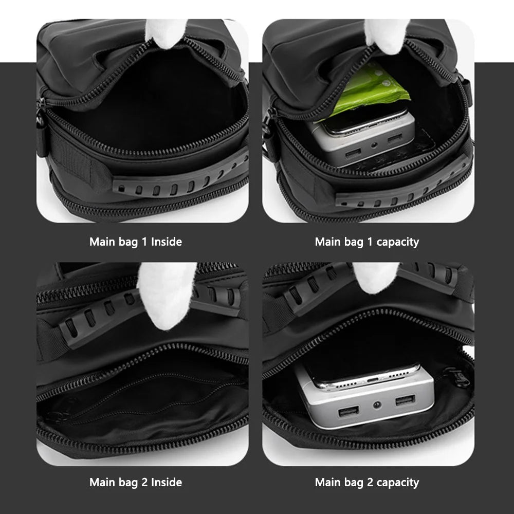 WEPOWER 1100-48 Waist Pack Men Messenger Bag Waterproof Crossbody Shoulder Bag - Black - 4