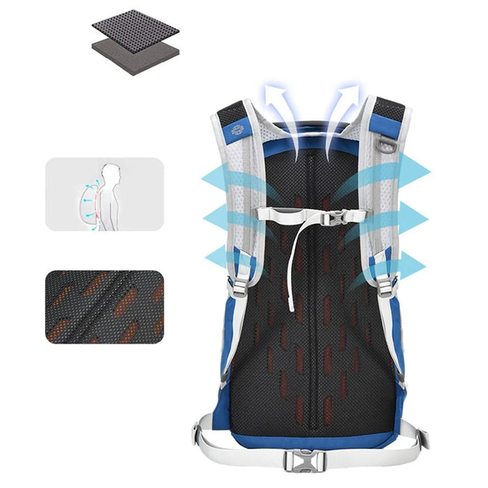 ANMEILU 1062 16L Nylon+Polyester Backpack Hiking Cycling Large Shoulders Bag - Light Grey+Blue - 3