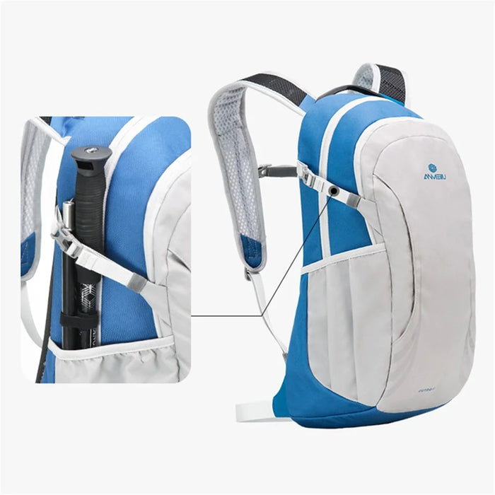 ANMEILU 1062 16L Nylon+Polyester Backpack Hiking Cycling Large Shoulders Bag - Light Grey+Blue - 4