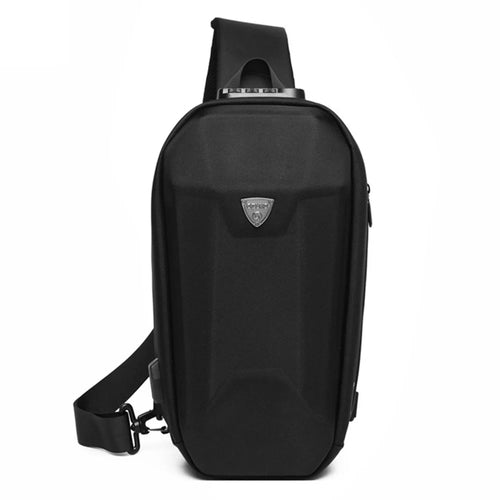 OZUKO 9321 Chest Bag Hard EVA Waterproof Crossbody Shoulder Bag - Black - 1