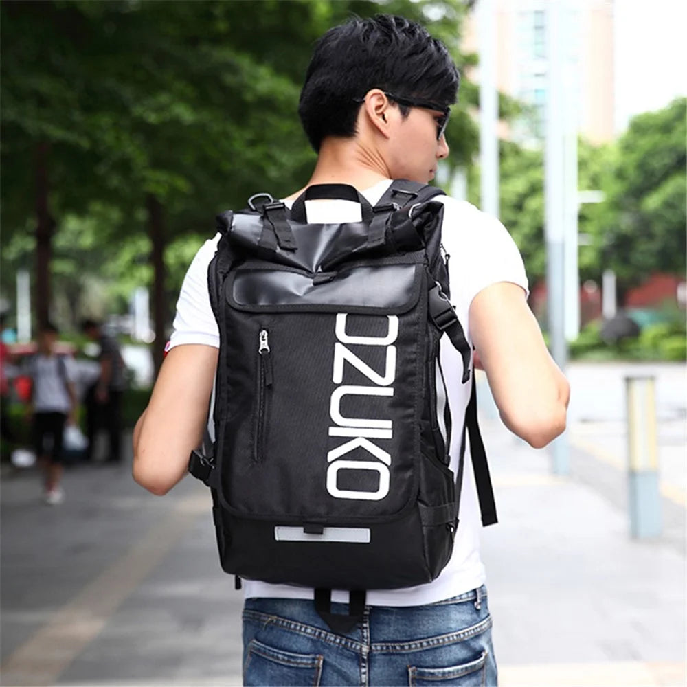 OZUKO 8020 Casual Travel Oxford Cloth Backpack Men Dual Shoulder Laptop Bag - Black - 4