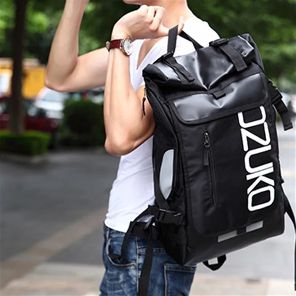 OZUKO 8020 Casual Travel Oxford Cloth Backpack Men Dual Shoulder Laptop Bag - Black - 6